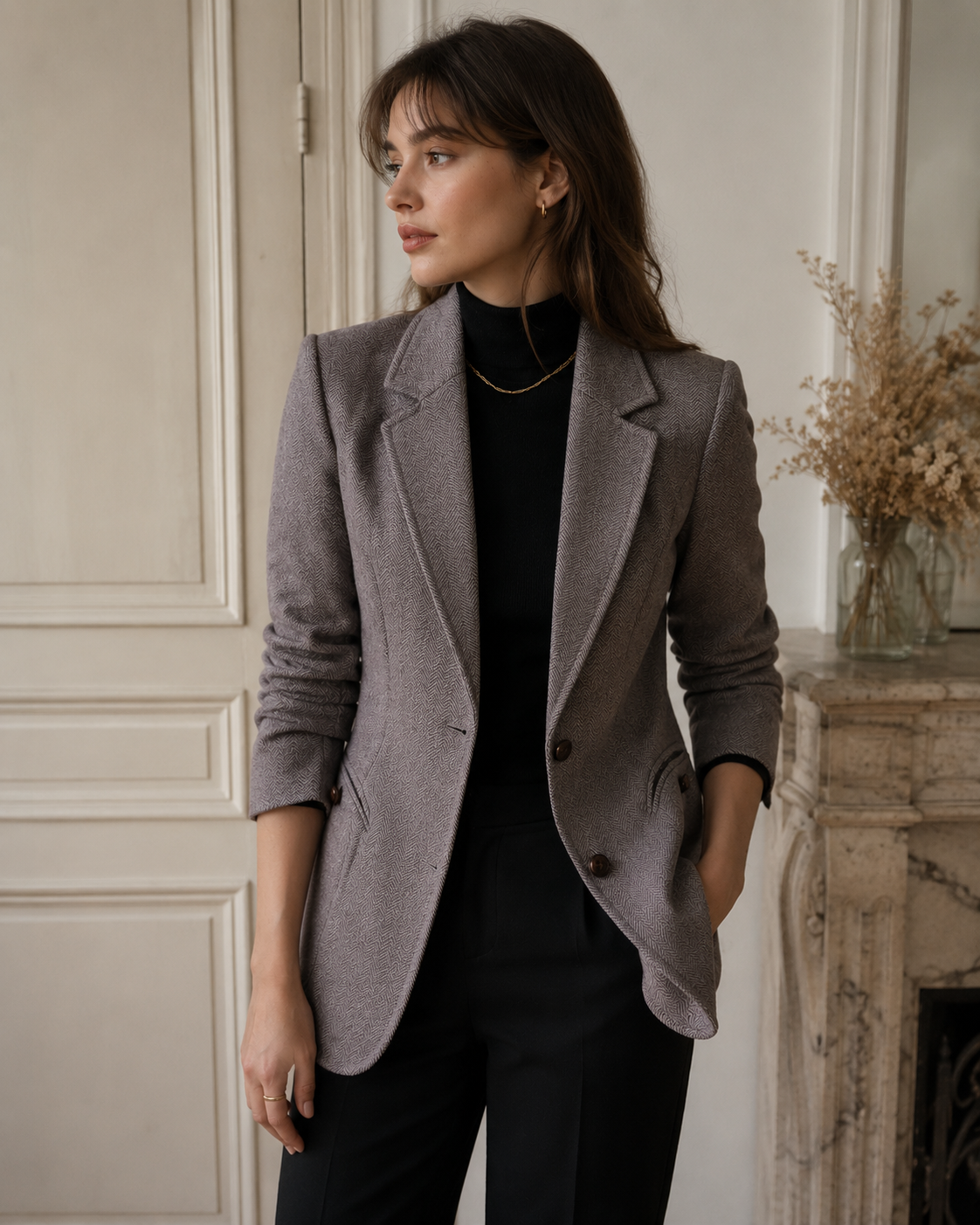 Blazer effet Laine Structurée Chic