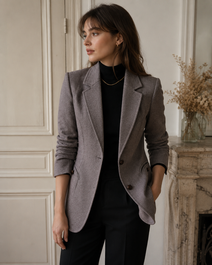 Blazer effet Laine Structurée Chic