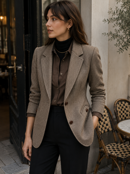 Blazer effet Laine Structurée Chic